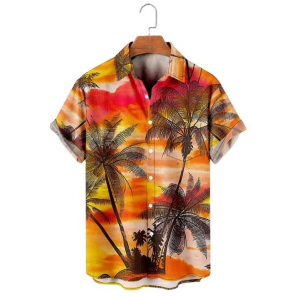Pattern Polyester Quick Dry Digital Print Button up Short Sleeve