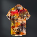 Pattern Polyester Quick Dry Digital Print Button up Short Sleeve