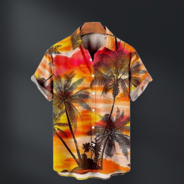 Pattern Polyester Quick Dry Digital Print Button up Short Sleeve