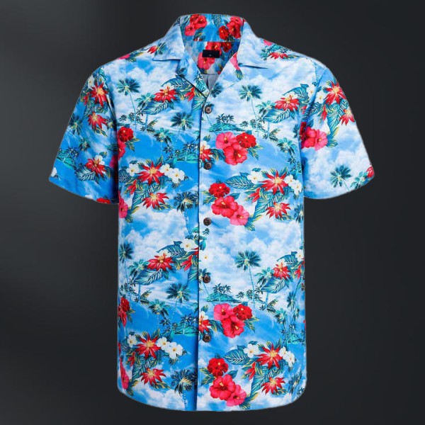 Sublimation Men's Casual Hawaii Beach Shirt Summer Short Sleeve