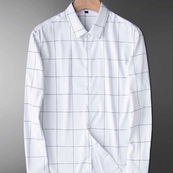 Men's Shirt Non-iron Plaid Shirt Men's Long-sleeved Business