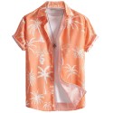 Printed Beach Vacation Aloha Casual Short-Sleeved Hawaiian Shirt