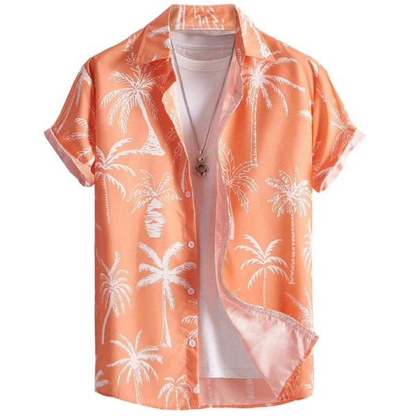 Printed Beach Vacation Aloha Casual Short-Sleeved Hawaiian Shirt