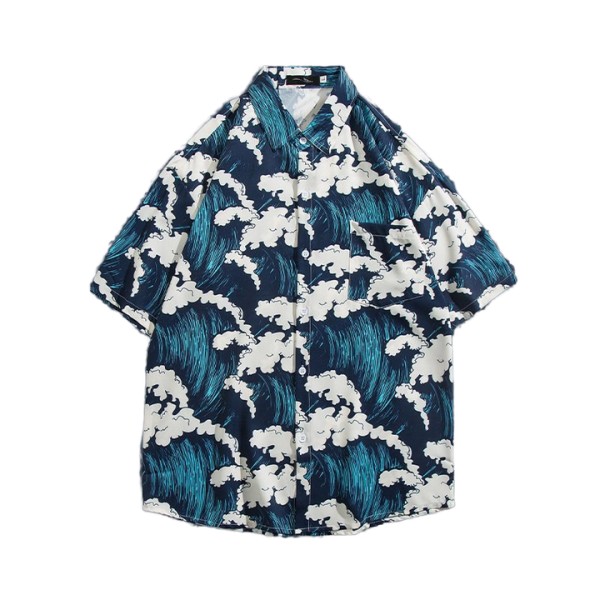 Hawaiian Beach Trendy Casual Shirt Summer Men's Loose Fashion Shirt Couple Outfit
