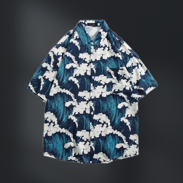 Hawaiian Beach Trendy Casual Shirt Summer Men's Loose Fashion Shirt Couple Outfit