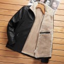 Autumn Winter Casual Plus Velvet Thick Leather Jacket Coats for Men