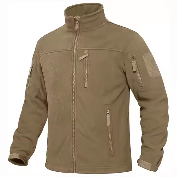 Men's Outdoor Zip-up Polar Fleece Jacket with Stand Collar Winter Clothing