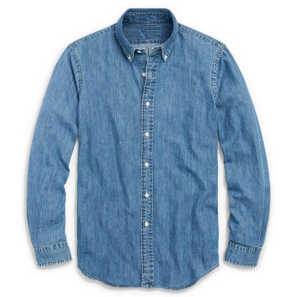 Men Long Sleeves Washed Casual Lightweight Denim Men Button