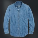 Men Long Sleeves Washed Casual Lightweight Denim Men Button