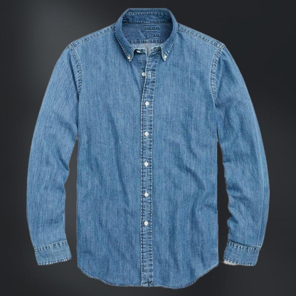 Men Long Sleeves Washed Casual Lightweight Denim Men Button