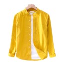 Pure Cotton Long Sleeve Shirt for Men Autumn Stand Collar Casual