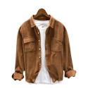 Men's Long-Sleeved Casual Shirt Mens 100% Polyester Corduroy Shirt