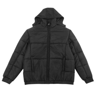 Black Down Coat Zip ...
