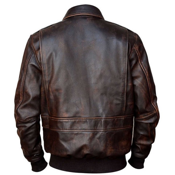 Brown Motorcycle Style Vintage Look Zipper Closure Pockets Casual Outerwear Coat