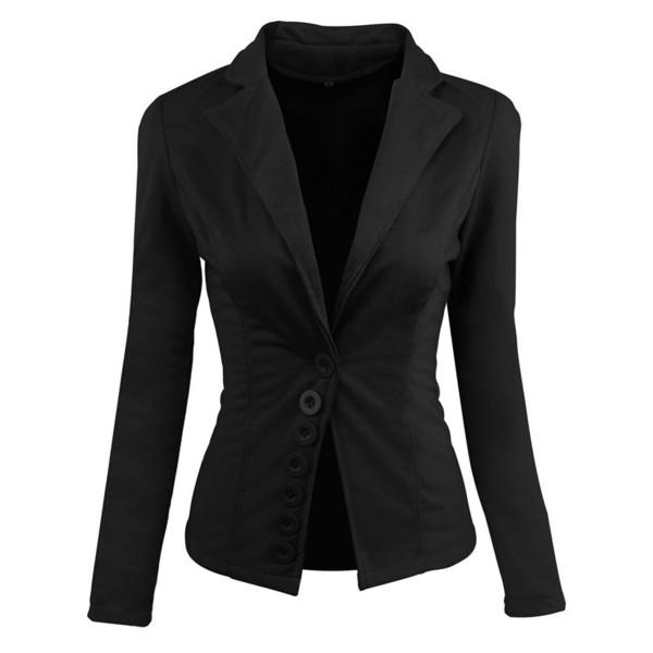 Lapel Plain Buttons Long Sleeve Blazer