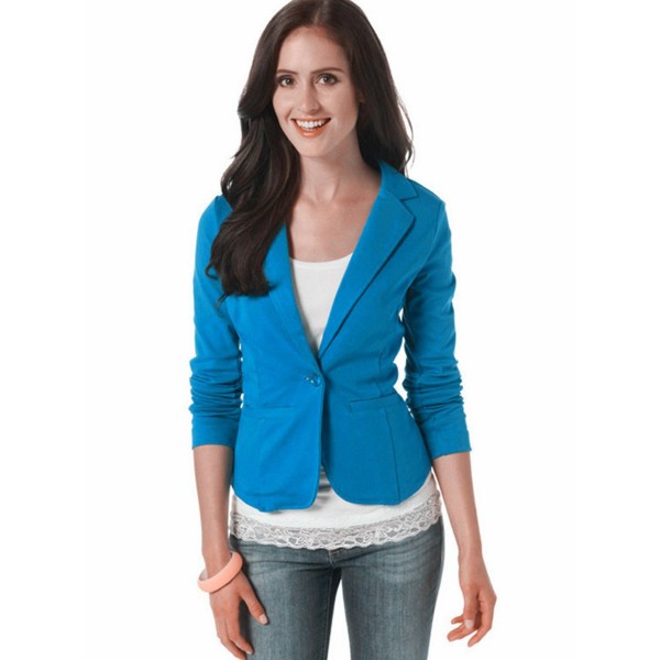 Plain One Button Slim Lapel Blazer