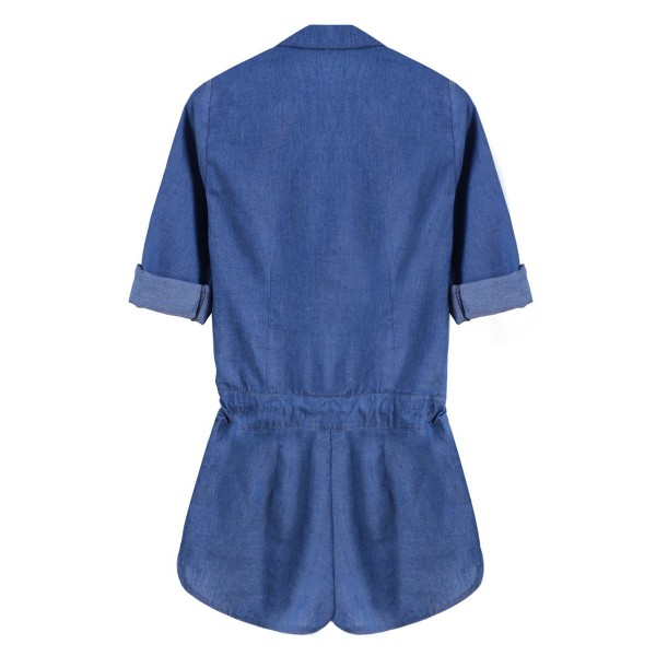 Blouson Straight Loose Buttons Lapel Romper