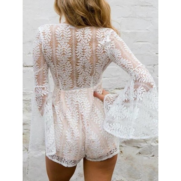 Hollow See-Through V-Neck Rompers