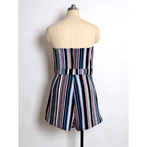 Sheath Stripe Asymmetric Thin Rompers