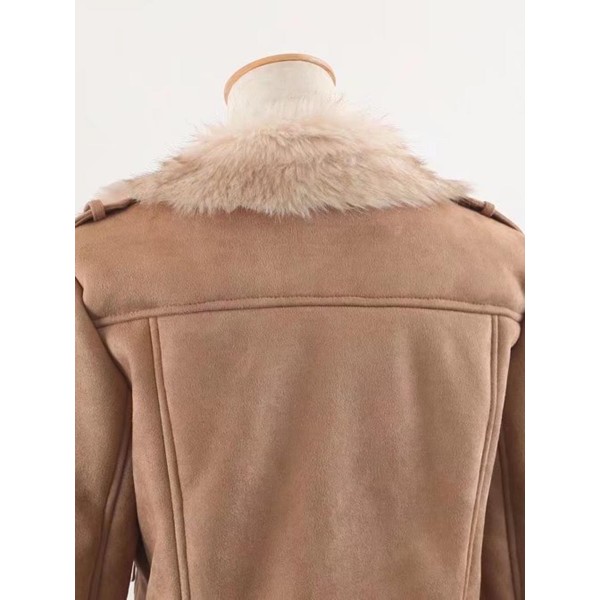 Zipper Lapel Flocking Slim Thicken Women's Jacket