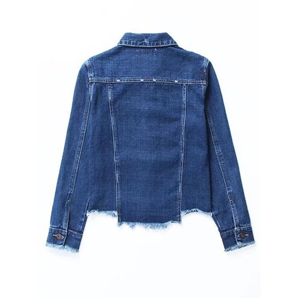 Fringe Button Up Pocket Wome's Denim Jacket