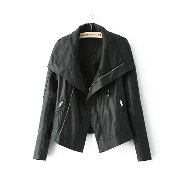 Zipper Plain Asymmetric Women's PU Jacket