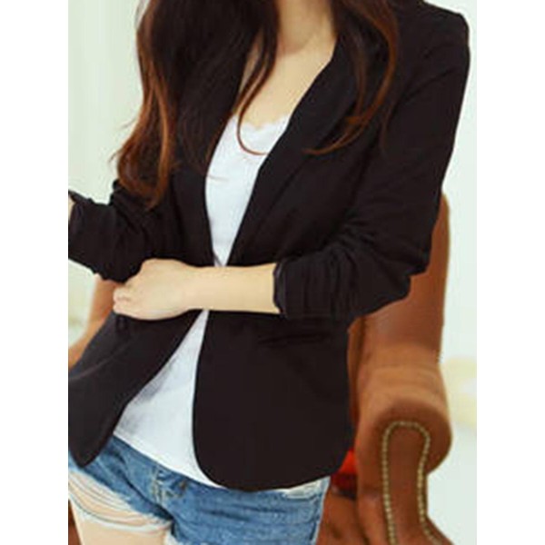 Simple Slim Notched Lapel Women's Blazer