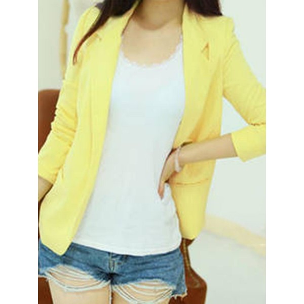 Simple Slim Notched Lapel Women's Blazer