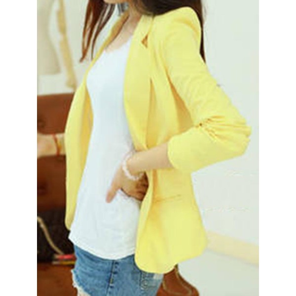 Simple Slim Notched Lapel Women's Blazer