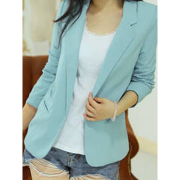 Simple Slim Notched Lapel Women's Blazer