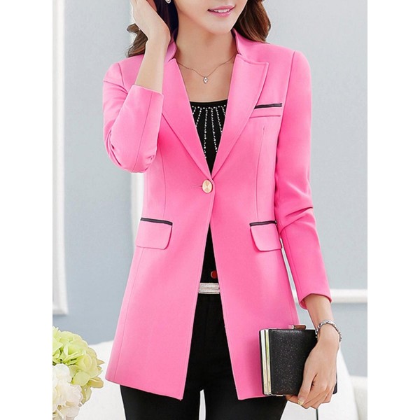 Button Slim Elegant Lapel Women's Blazer