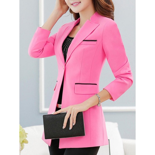 Button Slim Elegant Lapel Women's Blazer