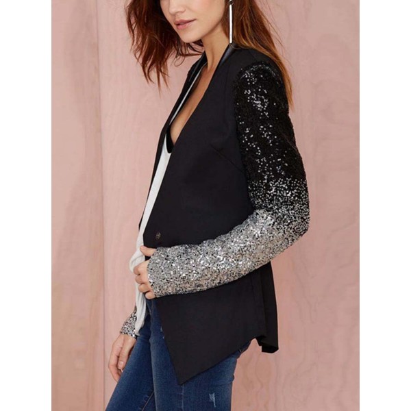 Sequins Gradient Asymmetric Slim Women's Blazer