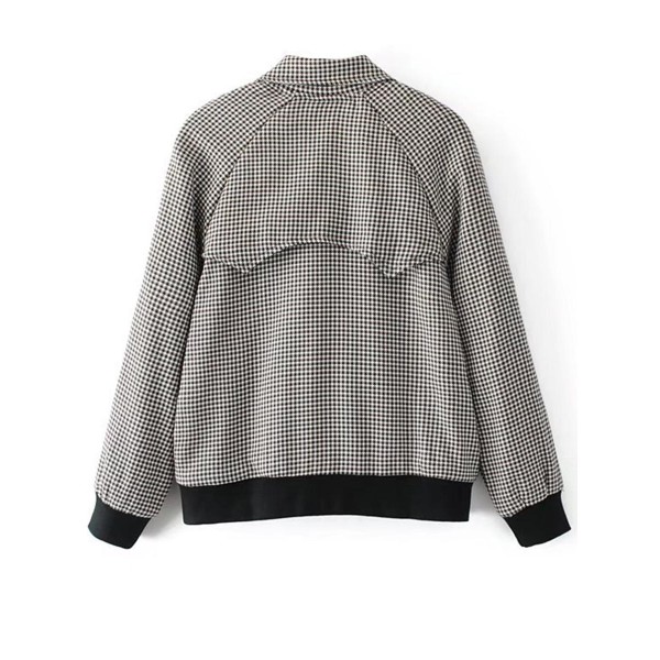 Pocket Gingham Pocket Loose Women's Jacket