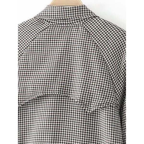 Pocket Gingham Pocket Loose Women's Jacket