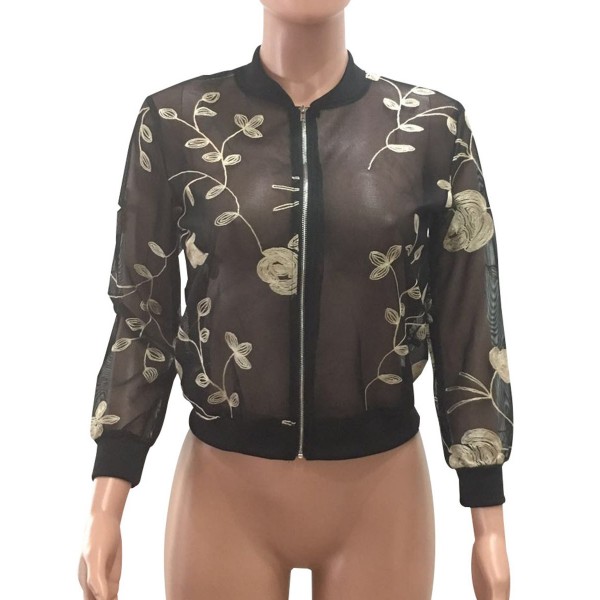 Zipper Print See-Through Women's Jacket