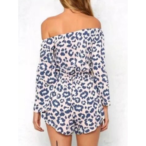 Slash Neck Leopard Blouson Women's Rompers