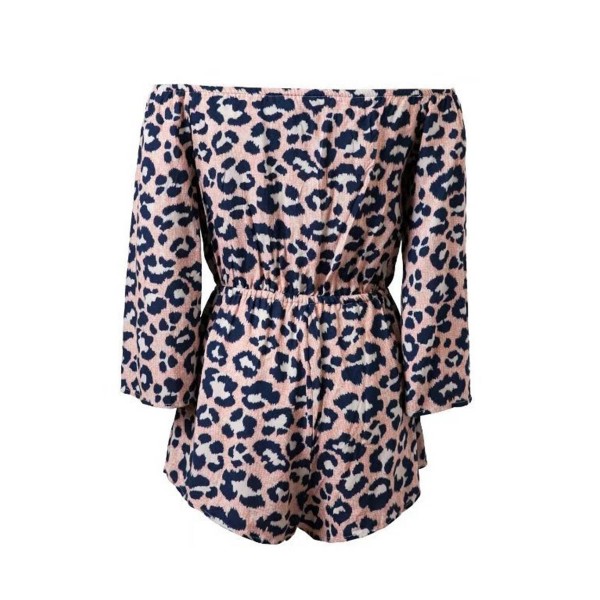 Slash Neck Leopard Blouson Women's Rompers