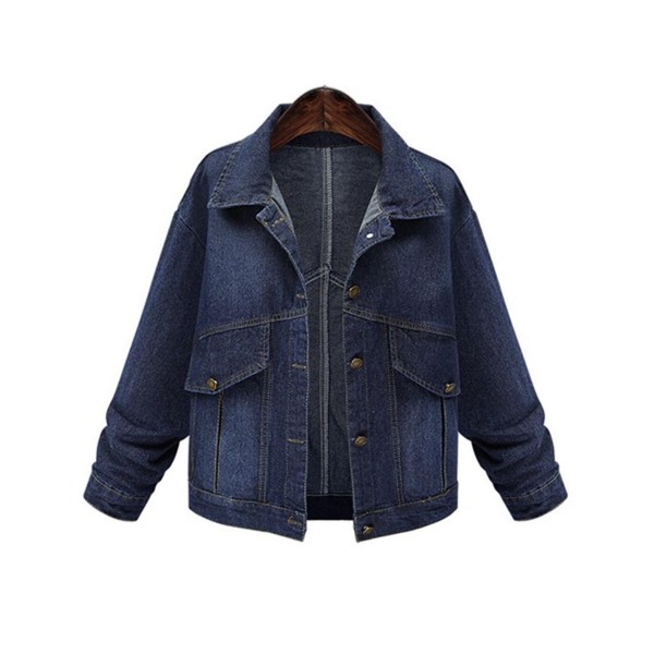 Button Pocket Lapel Denim Women's Jacket