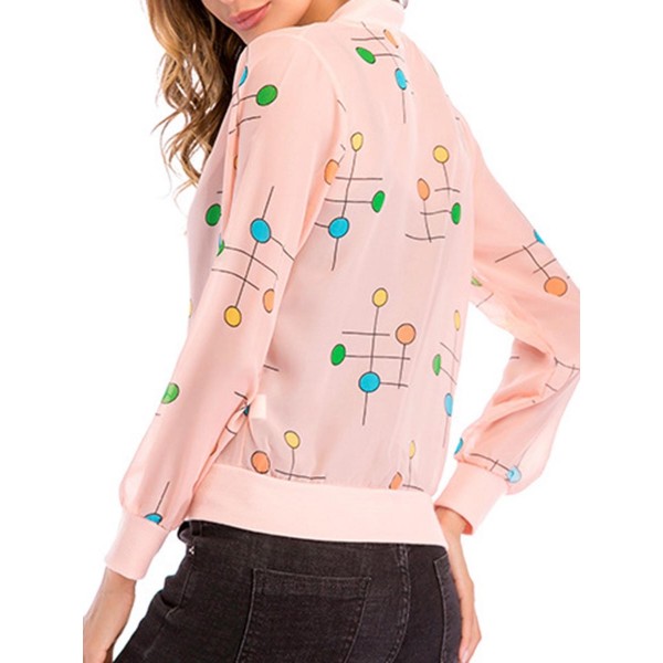 Thin Candy Pattern Print Zipper Women's Jacket