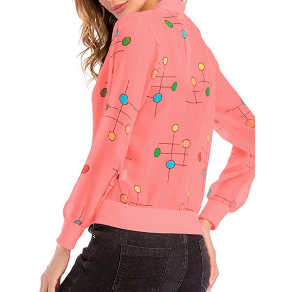 Thin Candy Pattern Print Zipper Women's Jacket