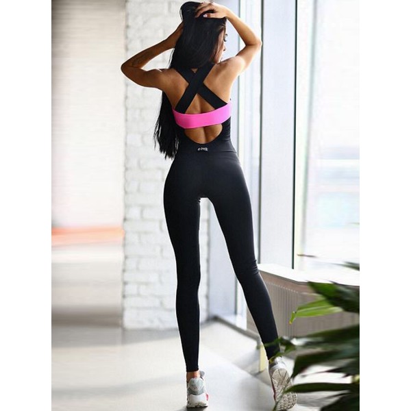 Best Seller Contrast Color Women's Skinny Jumpsuits