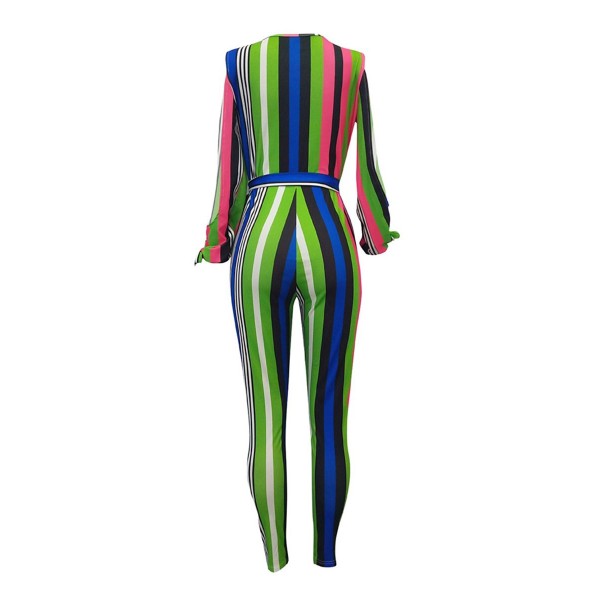 Stripe Lace-up Women's Jumpsuits