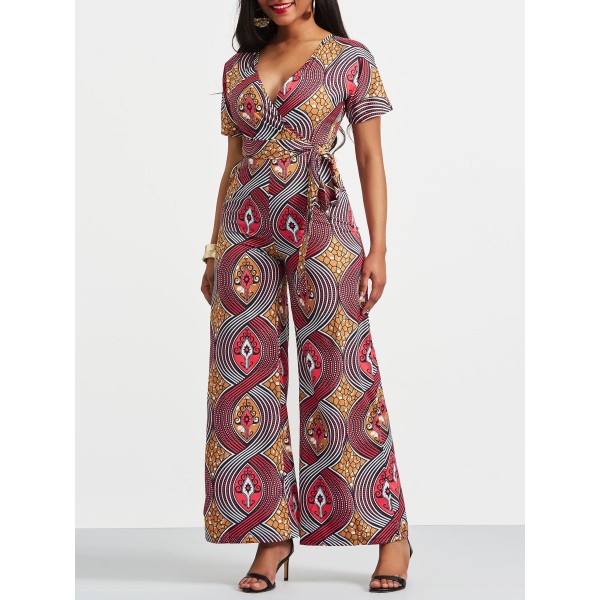 Color Block Print Women's Jumpsuit