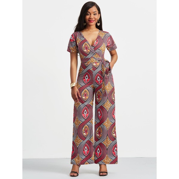 Color Block Print Women's Jumpsuit