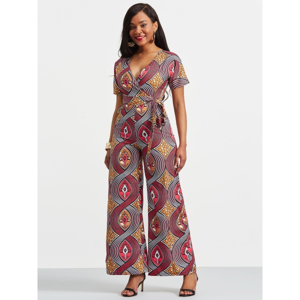 Color Block Print Women's Jumpsuit