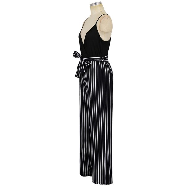 V-collar Striped Splice Strap Women's Jumpsuits