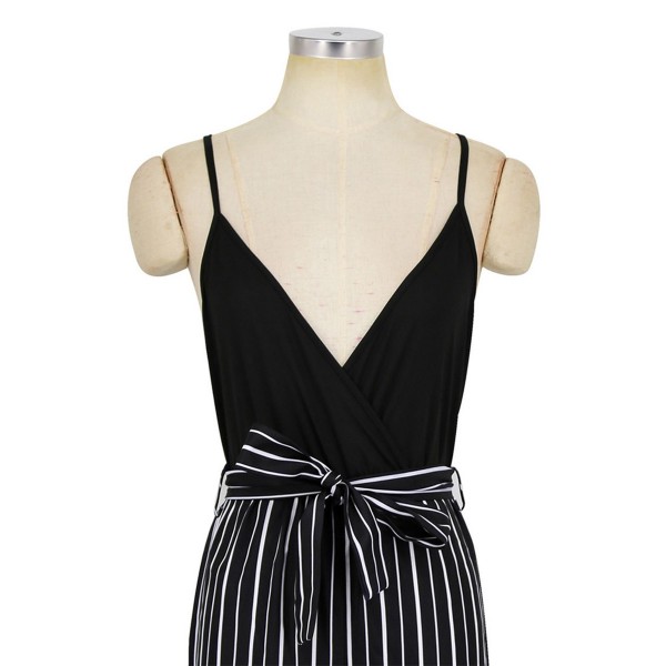 V-collar Striped Splice Strap Women's Jumpsuits