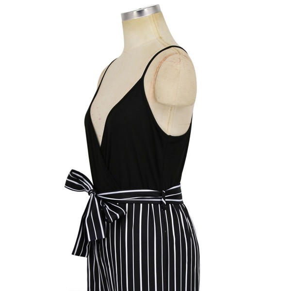 V-collar Striped Splice Strap Women's Jumpsuits