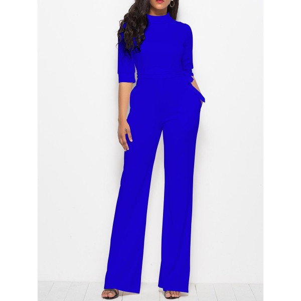 Women's Best Selling Pure Colo Half Sleeve Jumpsuits